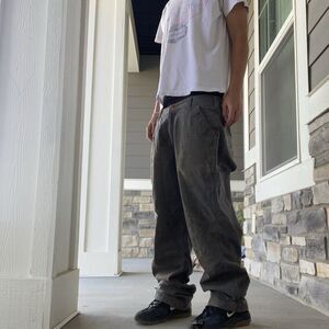 Carhartt Men's Gray Cotton Work Pants 32x32 Utility Pockets Construction